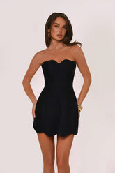 Dewdrop Dreams Strapless Mini Dress Black