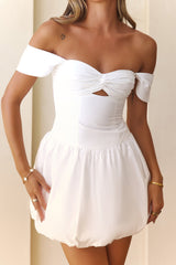 Classic Romance Off Shoulder Bubble Mini Dress White