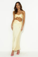 You'Re The Vip Satin Crop Top Yellow