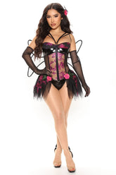 Naughty Fairy 5 Piece Costume Set - Black/Combo