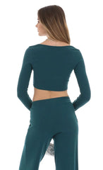 Cropped Ribbed Top In Teal