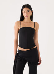 Emmaleigh Removable Strapless Mesh Corset Top - Black