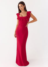 Malina Maxi Dress - Deep Red