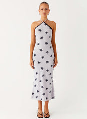 Nestel Flock Halter Midi Dress - Lilac