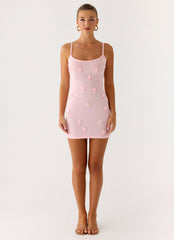 Roa Embellished Knit Mini Dress - Pink
