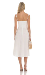 Corset A-Line Midi Dress In White