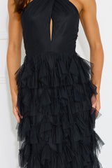 Aisling Halter Tulle Maxi Dress Black