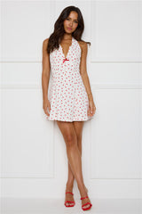 Softly Sparkling Halter Mini Dress White