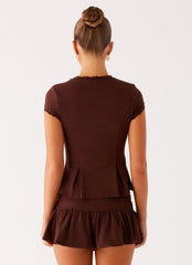 Landon Button Up Top - Chocolate