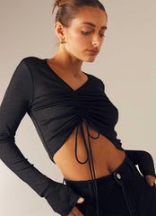Be Honest Long Sleeve Top - Black