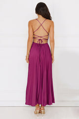 Exclusive Invite Satin Maxi Dress Plum